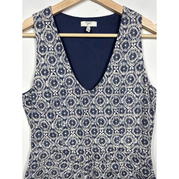 Joie Kada Linen Sleeveless Mini Starburst Dress Blue White Nautical Summer Sz M - Picture 3 of 13